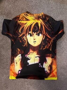 Anime Graphic Tee in Black and Orange